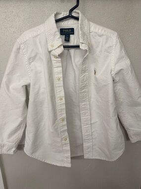 Polo by Ralph Lauren White Button-Down Shirt with Tan Pony Logo